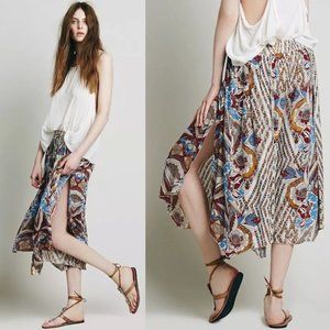 Free People Pants Alabaster Asymmetrical Hem Smocked Waist Cropped Pants XS